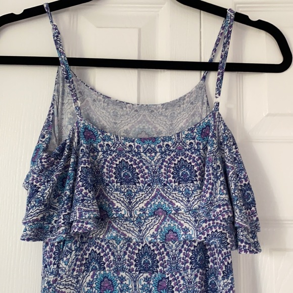 Blue Patterned Sleeveless Dress - Picture 3 of 4